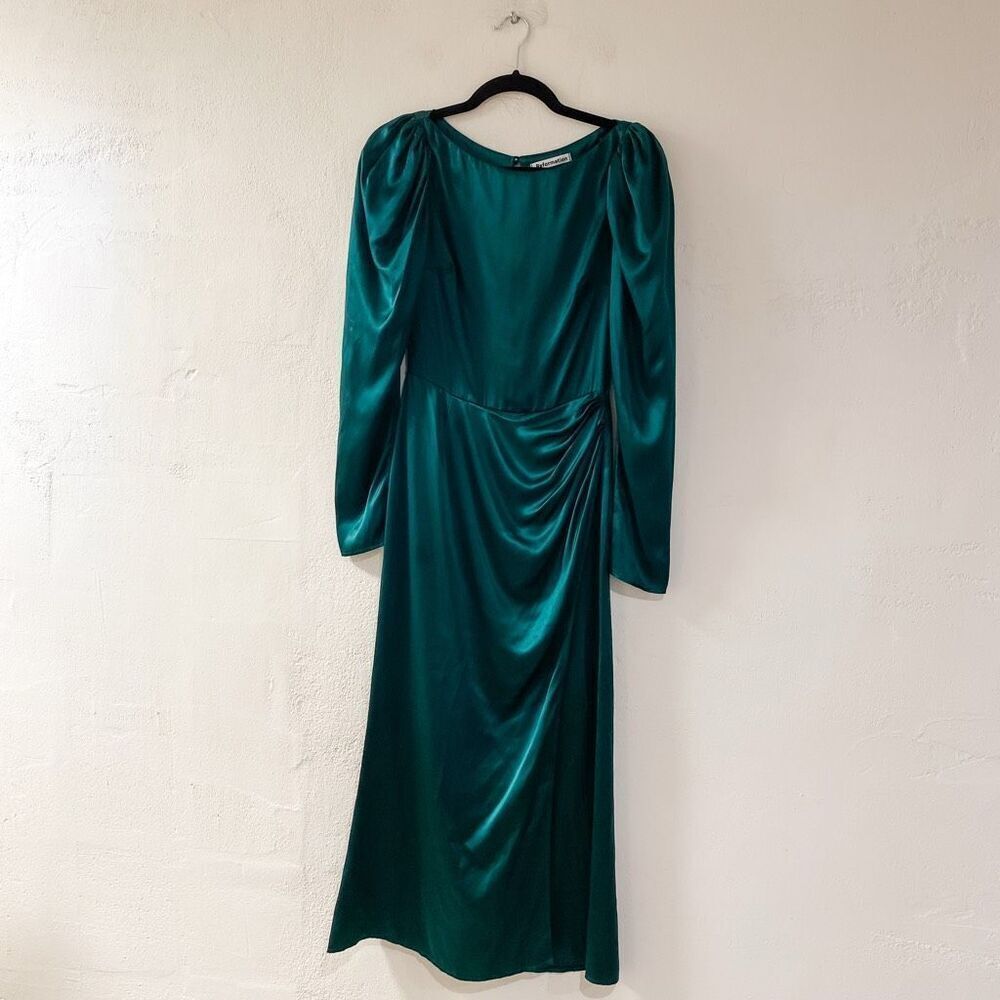 Reformation Cassis Silk Midi Dress in Emerald Green Size 2